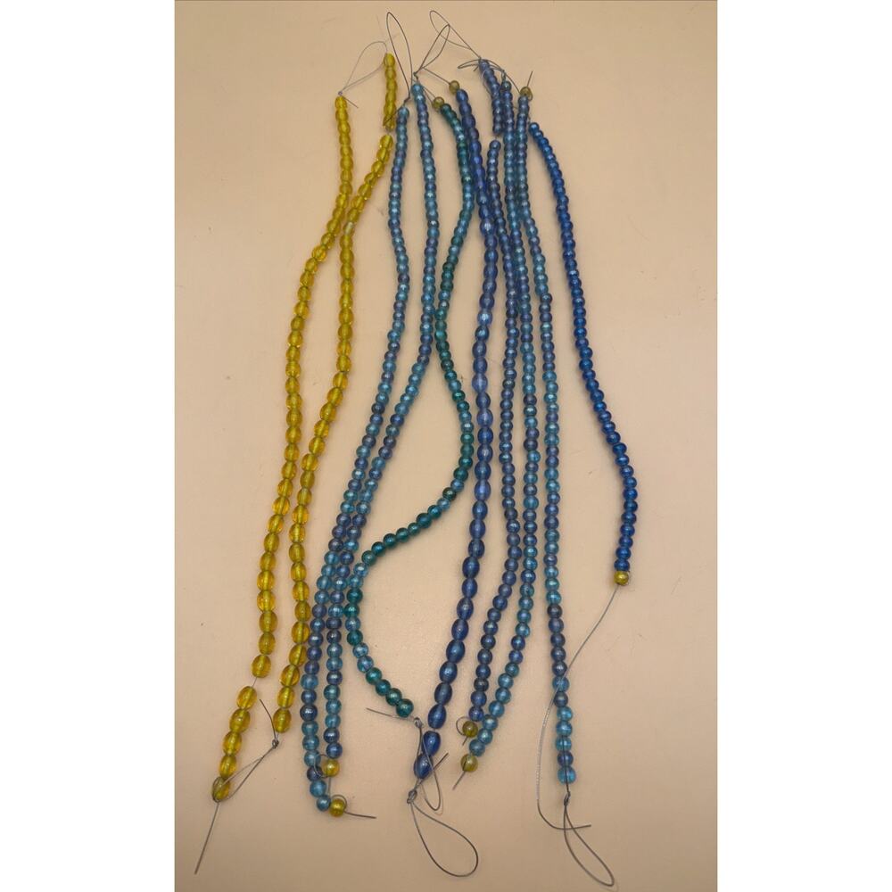 10-strands Glass/acrylic Beads Vintage Necklace/jewelry Making Blue&yellow